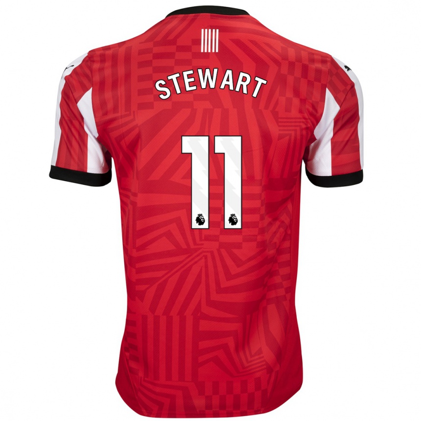 Kids Football Ross Stewart #11 Red White Home Jersey 2024/25 T-Shirt Uk