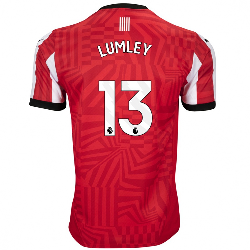 Kids Football Joe Lumley #13 Red White Home Jersey 2024/25 T-Shirt Uk