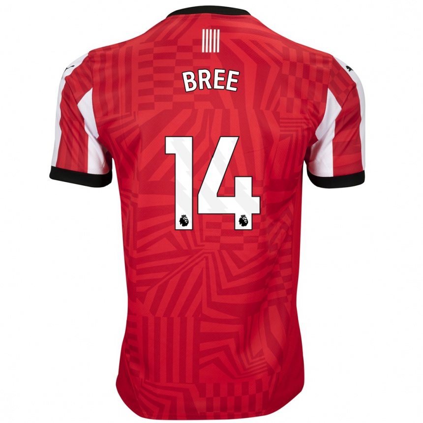 Kids Football James Bree #14 Red White Home Jersey 2024/25 T-Shirt Uk