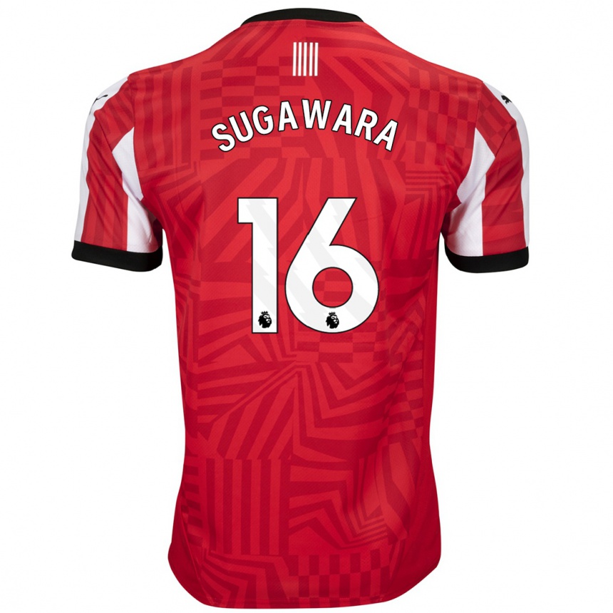 Kids Football Yukinari Sugawara #16 Red White Home Jersey 2024/25 T-Shirt Uk