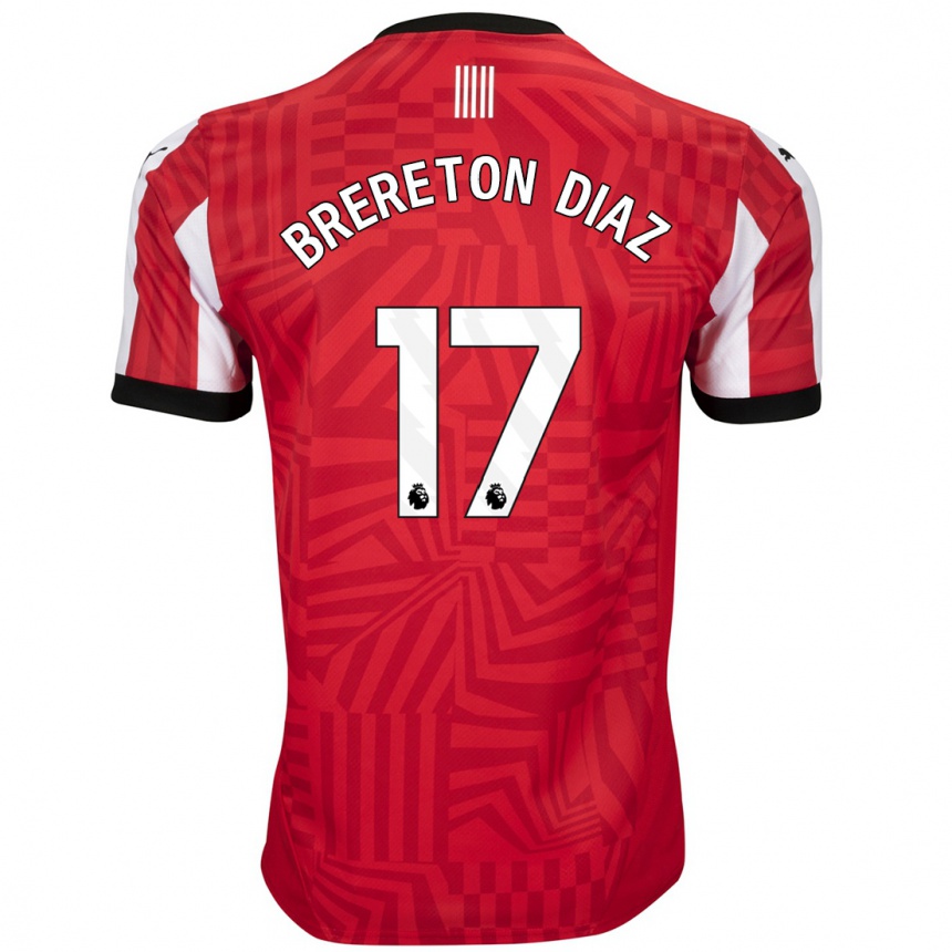 Kids Football Ben Brereton Díaz #17 Red White Home Jersey 2024/25 T-Shirt Uk