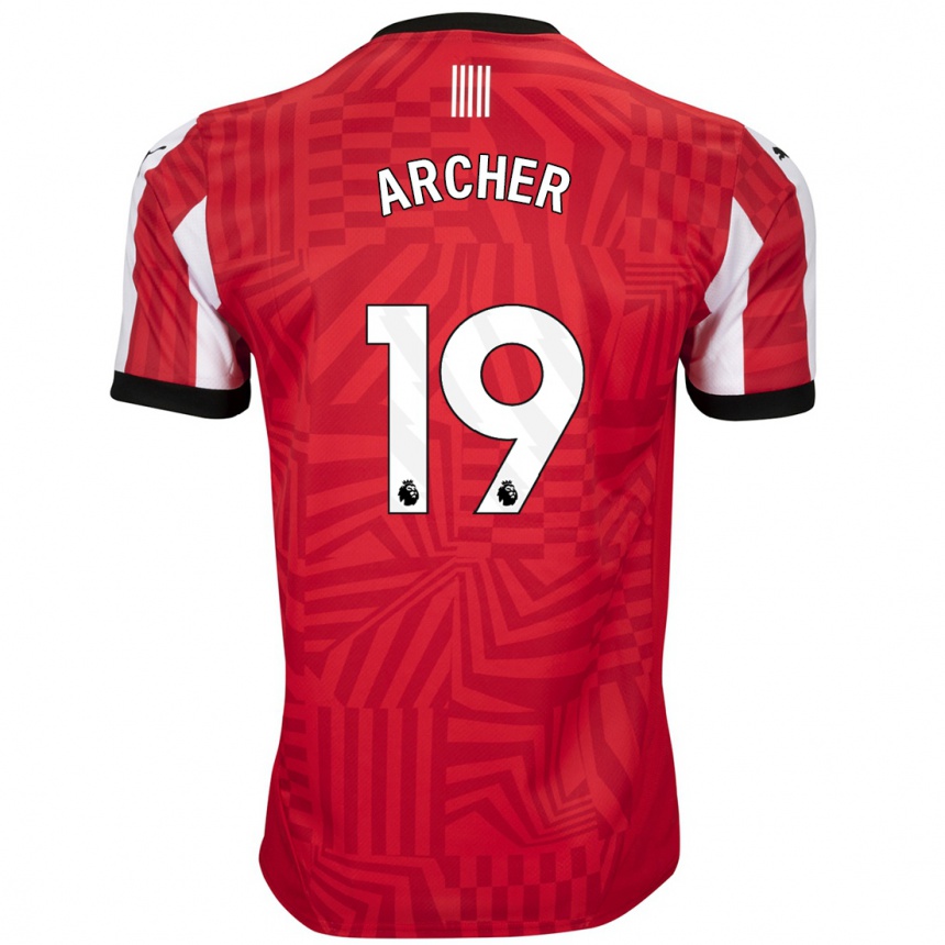 Kids Football Cameron Archer #19 Red White Home Jersey 2024/25 T-Shirt Uk