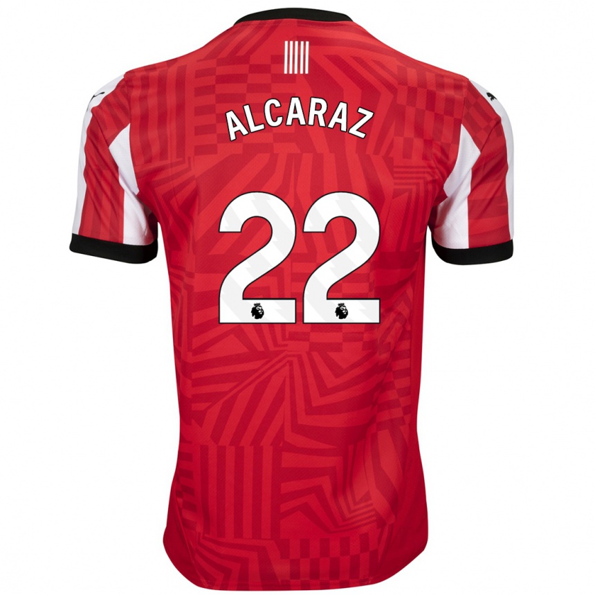 Kids Football Carlos Alcaraz #22 Red White Home Jersey 2024/25 T-Shirt Uk