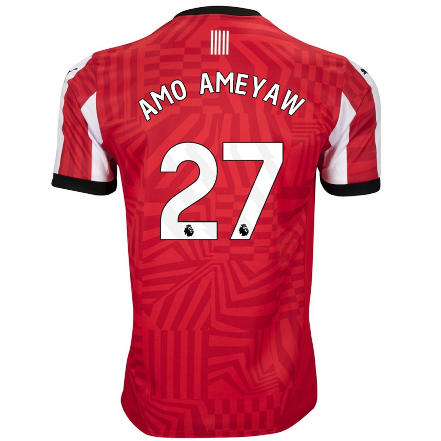 Kids Football Samuel Amo-Ameyaw #27 Red White Home Jersey 2024/25 T-Shirt Uk