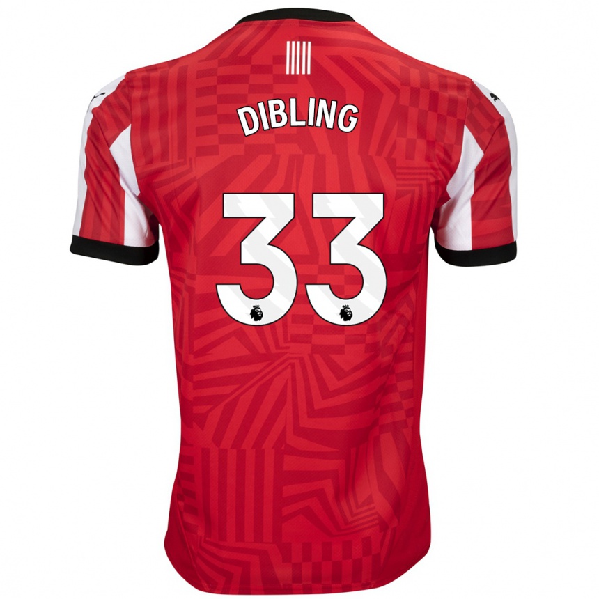 Kids Football Tyler Dibling #33 Red White Home Jersey 2024/25 T-Shirt Uk