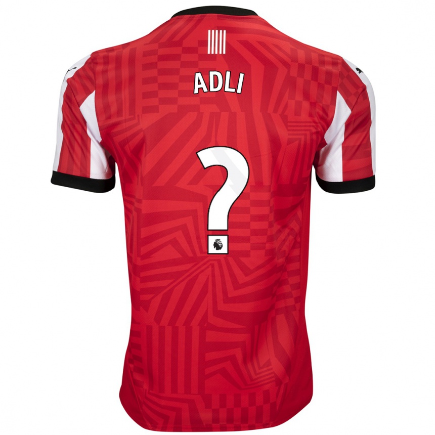 Kids Football Mohamed Adli #0 Red White Home Jersey 2024/25 T-Shirt Uk