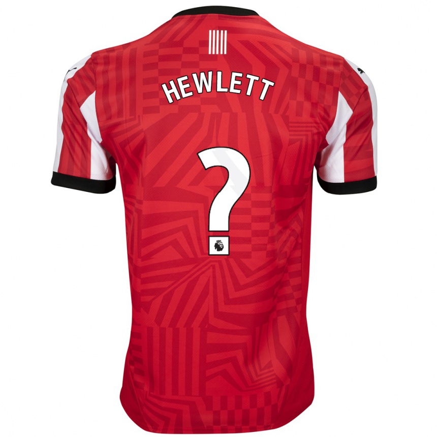 Kids Football Jem Hewlett #0 Red White Home Jersey 2024/25 T-Shirt Uk