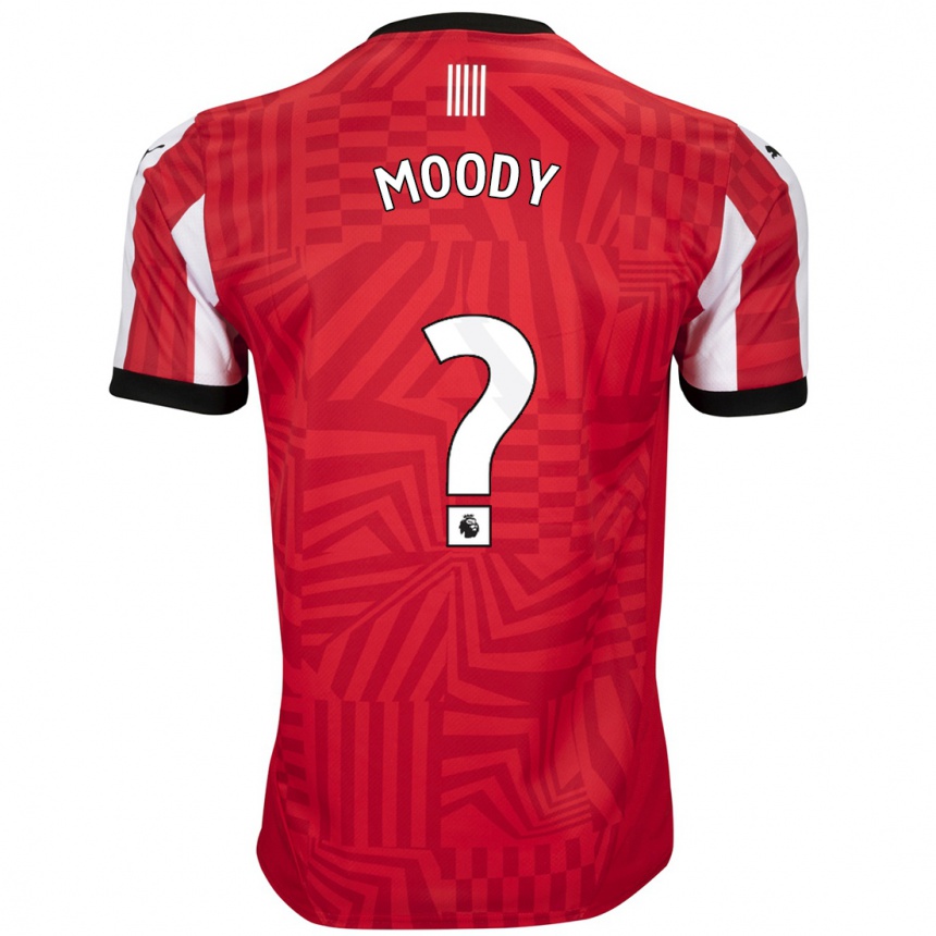 Kids Football Dylan Moody #0 Red White Home Jersey 2024/25 T-Shirt Uk