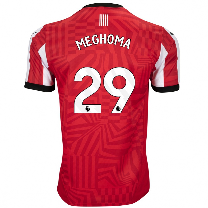 Kids Football Jayden Meghoma #29 Red White Home Jersey 2024/25 T-Shirt Uk