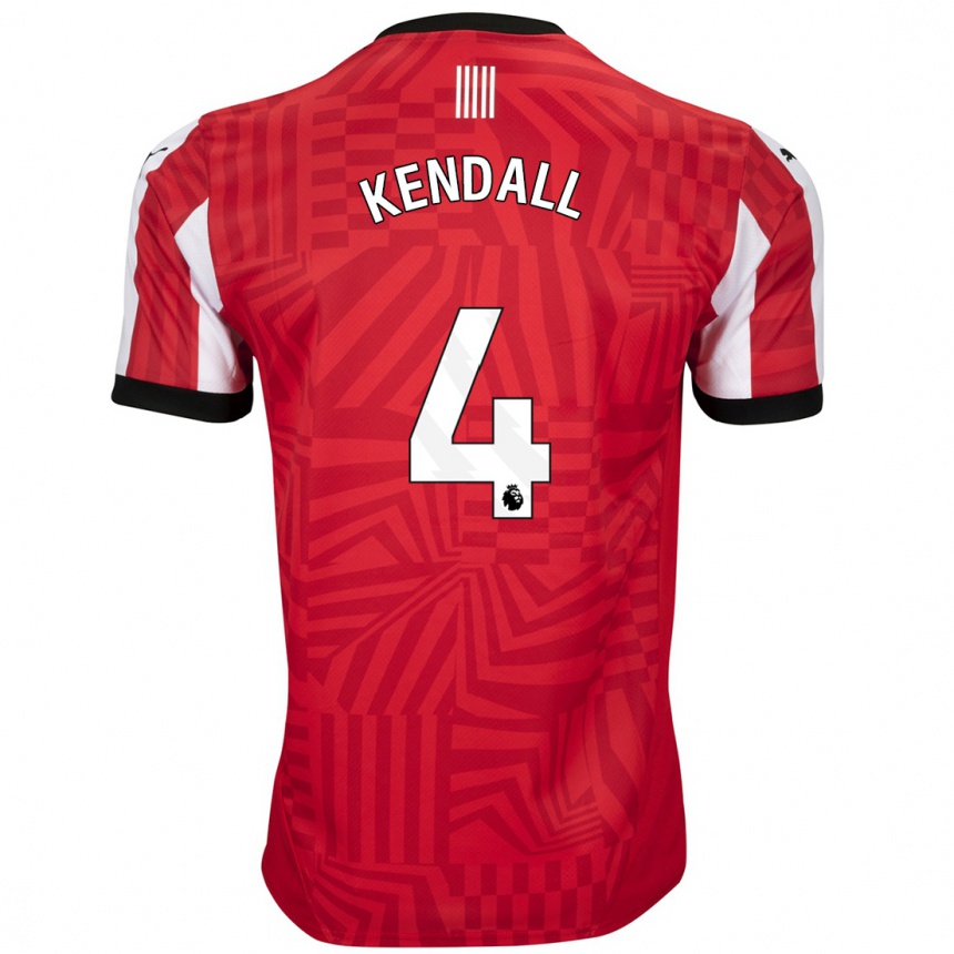 Kids Football Lucia Kendall #4 Red White Home Jersey 2024/25 T-Shirt Uk