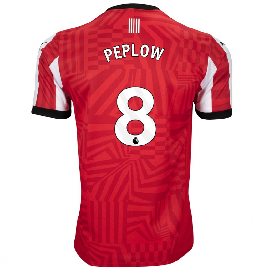 Kids Football Chloe Peplow #8 Red White Home Jersey 2024/25 T-Shirt Uk