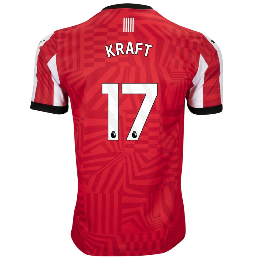 Kids Football Emily Kraft #17 Red White Home Jersey 2024/25 T-Shirt Uk