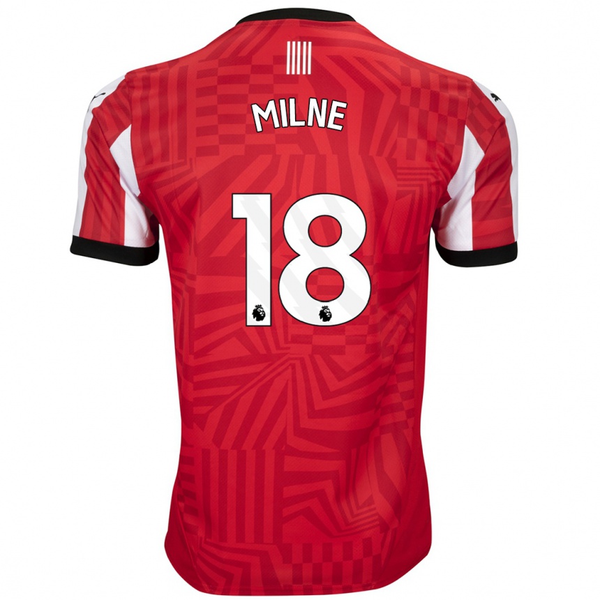 Kids Football Isabel Milne #18 Red White Home Jersey 2024/25 T-Shirt Uk