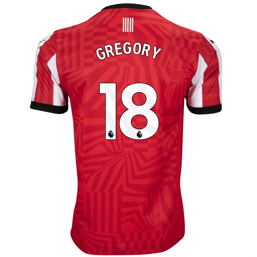 Kids Football Freya Gregory #18 Red White Home Jersey 2024/25 T-Shirt Uk