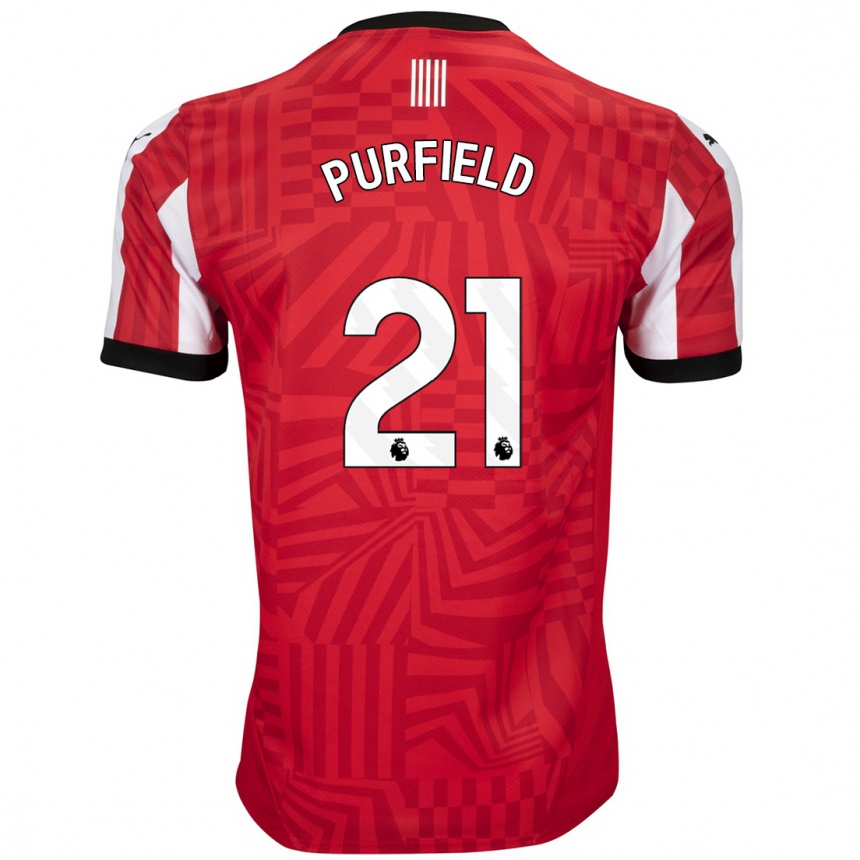 Kids Football Jemma Purfield #21 Red White Home Jersey 2024/25 T-Shirt Uk