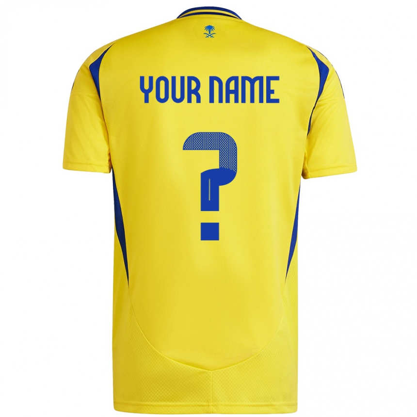 Kids Football Your Name #0 Yellow Blue Home Jersey 2024/25 T-Shirt Uk