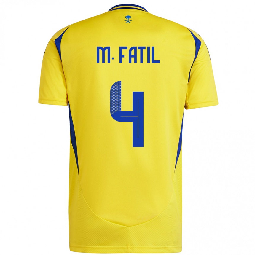 Kids Football Mohammed Al-Fatil #4 Yellow Blue Home Jersey 2024/25 T-Shirt Uk