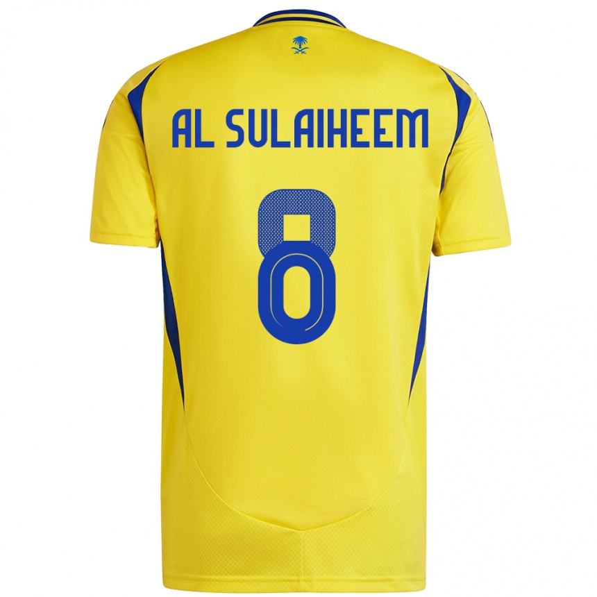 Kids Football Abdulmajeed Al-Sulaiheem #8 Yellow Blue Home Jersey 2024/25 T-Shirt Uk