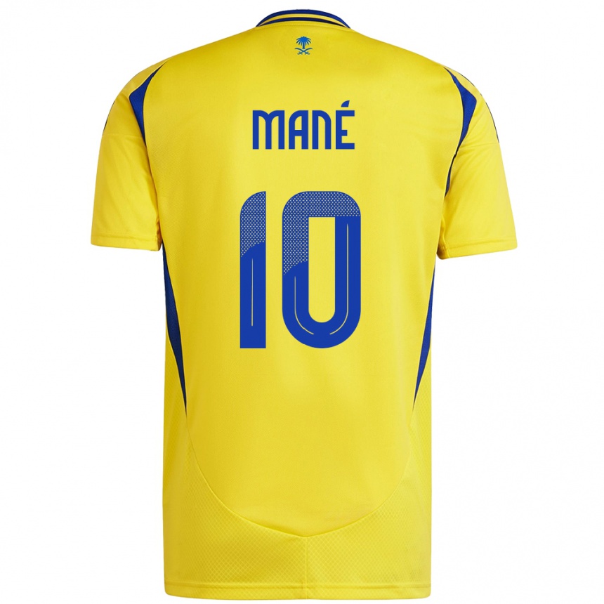 Kids Football Sadio Mane #10 Yellow Blue Home Jersey 2024/25 T-Shirt Uk