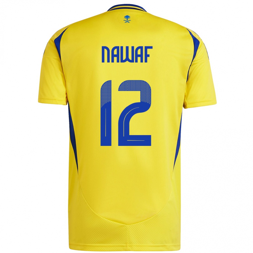 Kids Football Nawaf Al-Boushal #12 Yellow Blue Home Jersey 2024/25 T-Shirt Uk