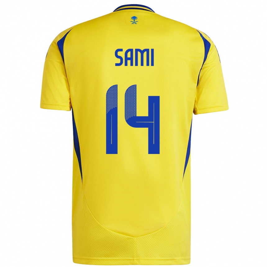 Kids Football Sami Al-Najei #14 Yellow Blue Home Jersey 2024/25 T-Shirt Uk