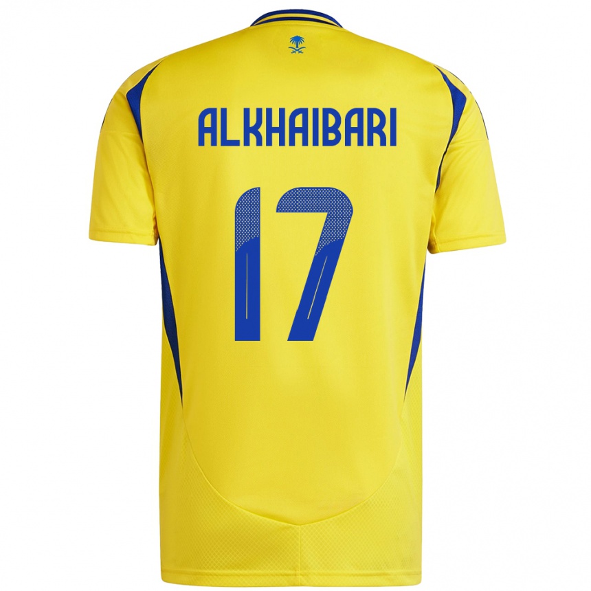 Kids Football Abdullah Al-Khaibari #17 Yellow Blue Home Jersey 2024/25 T-Shirt Uk