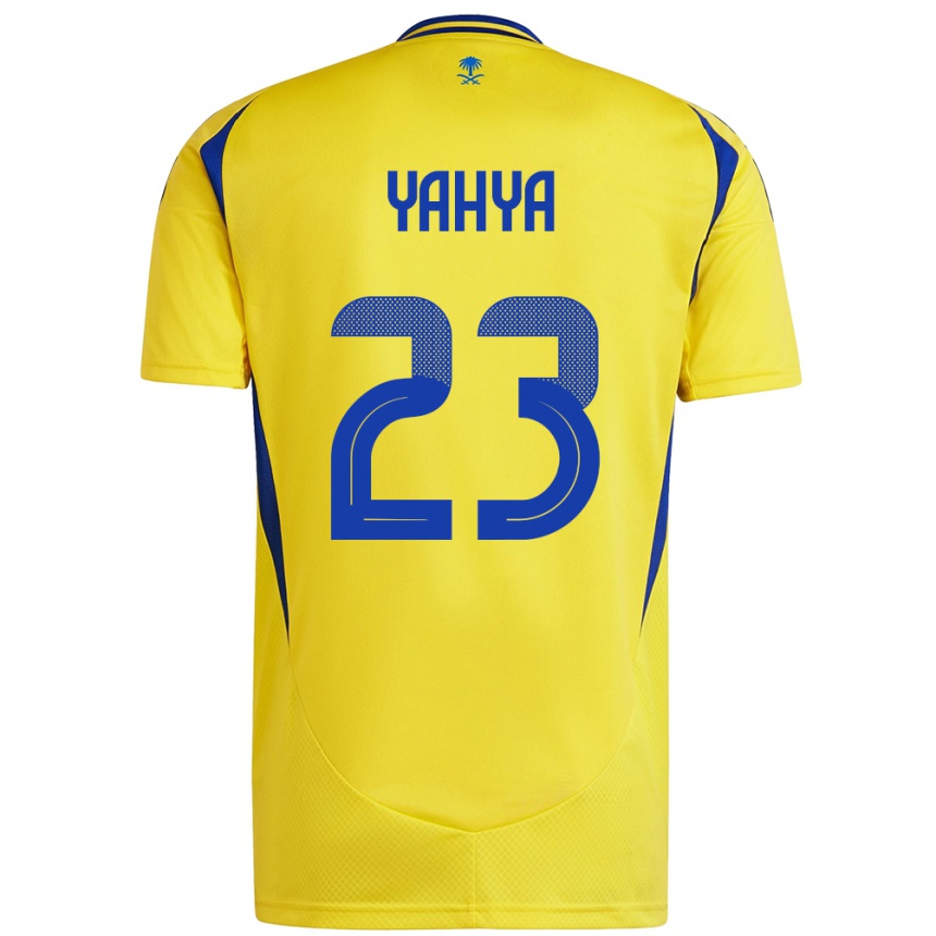 Kids Football Ayman Yahya #23 Yellow Blue Home Jersey 2024/25 T-Shirt Uk