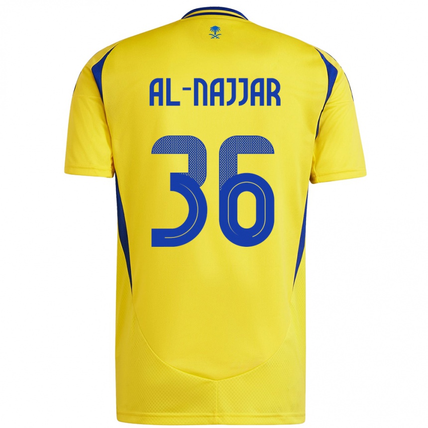 Kids Football Raghed Al-Najjar #36 Yellow Blue Home Jersey 2024/25 T-Shirt Uk