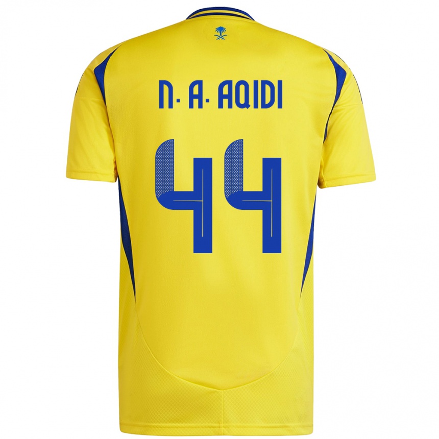 Kids Football Nawaf Al-Aqidi #44 Yellow Blue Home Jersey 2024/25 T-Shirt Uk