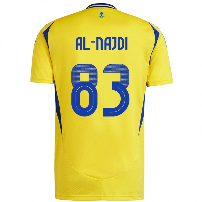 Kids Football Salem Al-Najdi #83 Yellow Blue Home Jersey 2024/25 T-Shirt Uk