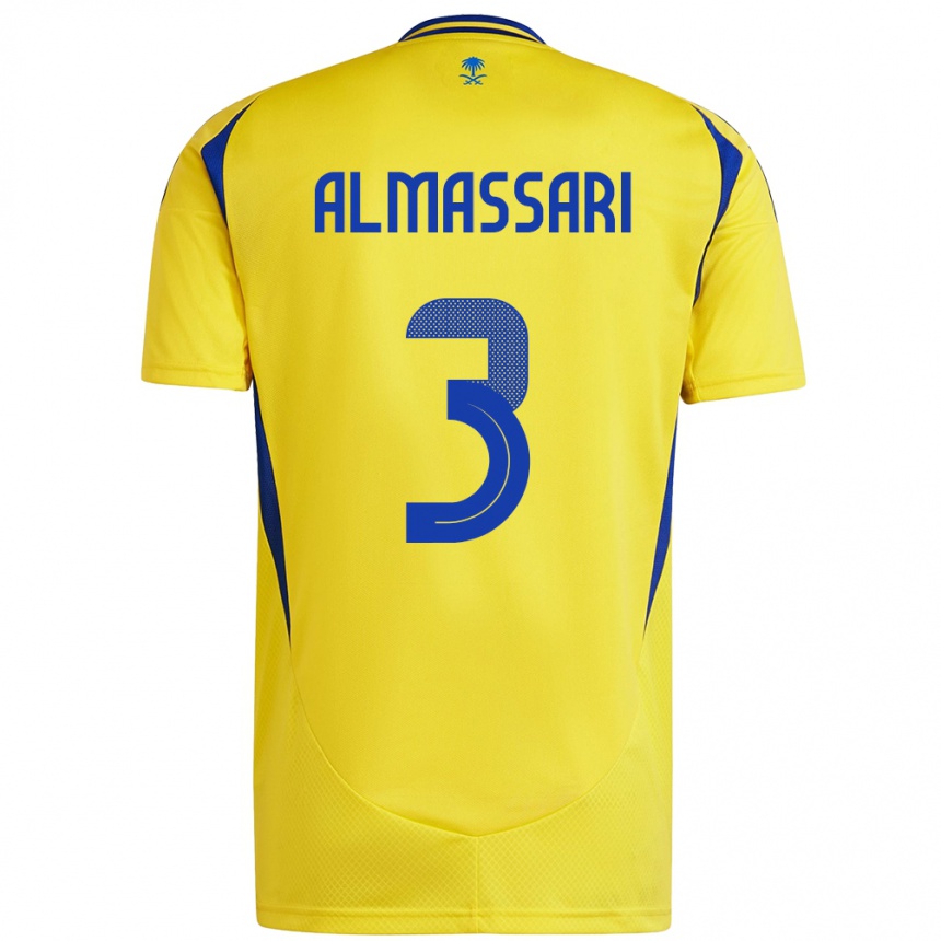 Kids Football Wadha Almassari #3 Yellow Blue Home Jersey 2024/25 T-Shirt Uk