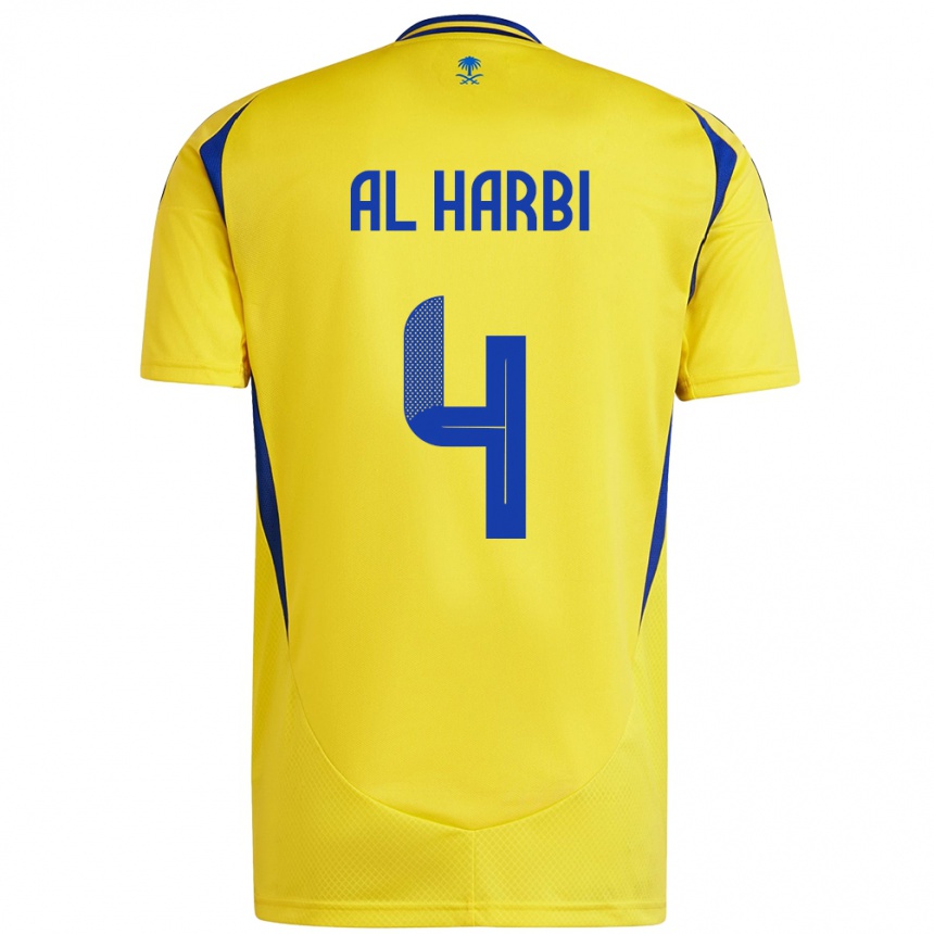 Kids Football Fay Al-Harbi #4 Yellow Blue Home Jersey 2024/25 T-Shirt Uk