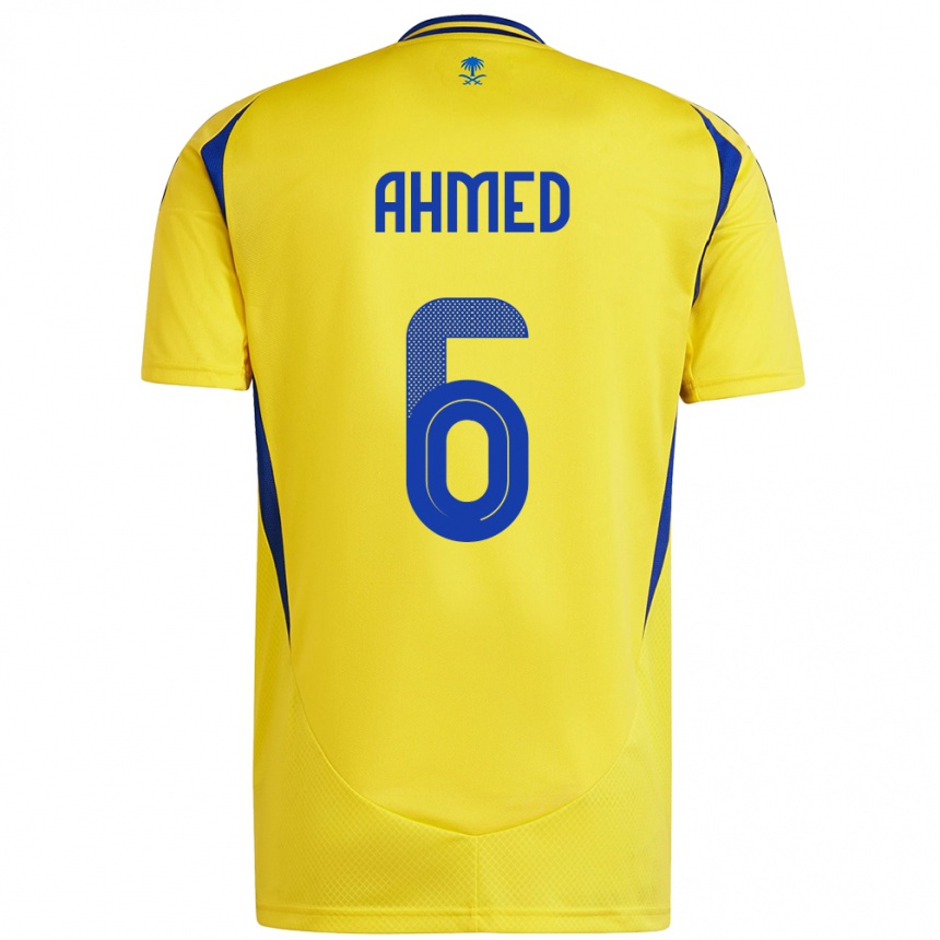 Kids Football Aseel Ahmed #6 Yellow Blue Home Jersey 2024/25 T-Shirt Uk