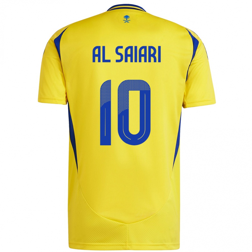 Kids Football Mubarkh Al-Saiari #10 Yellow Blue Home Jersey 2024/25 T-Shirt Uk