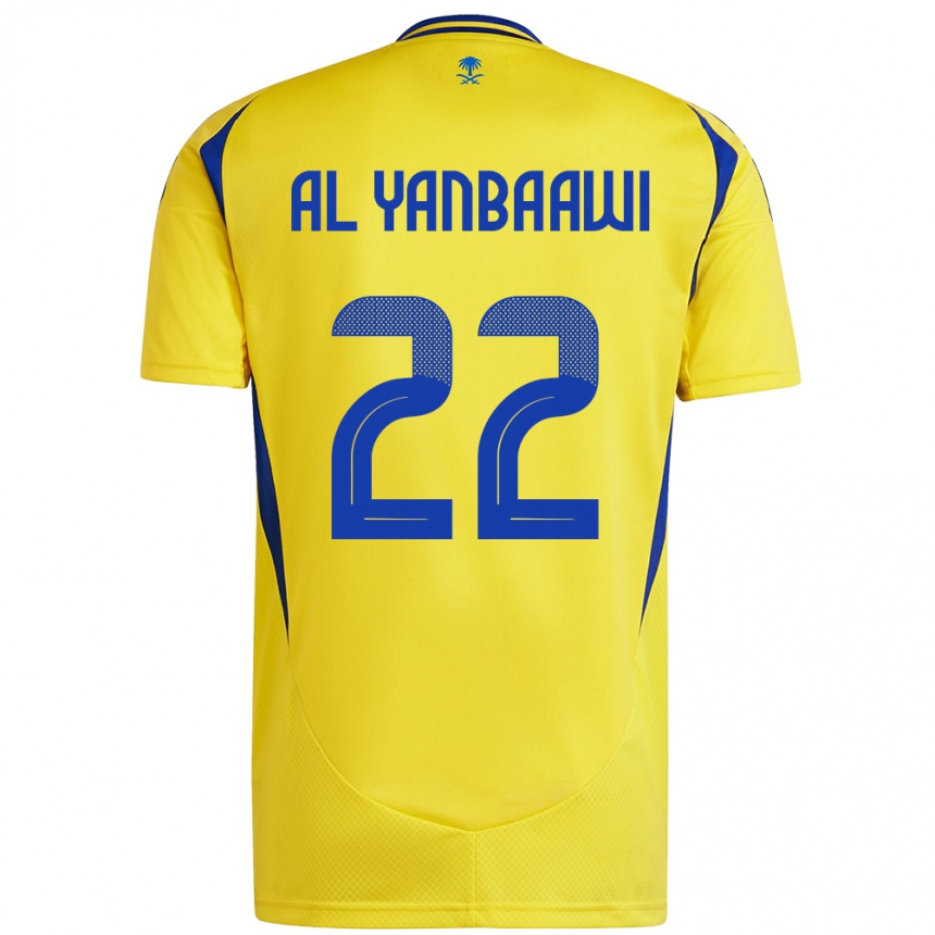 Kids Football Tahani Al-Yanbaawi #22 Yellow Blue Home Jersey 2024/25 T-Shirt Uk