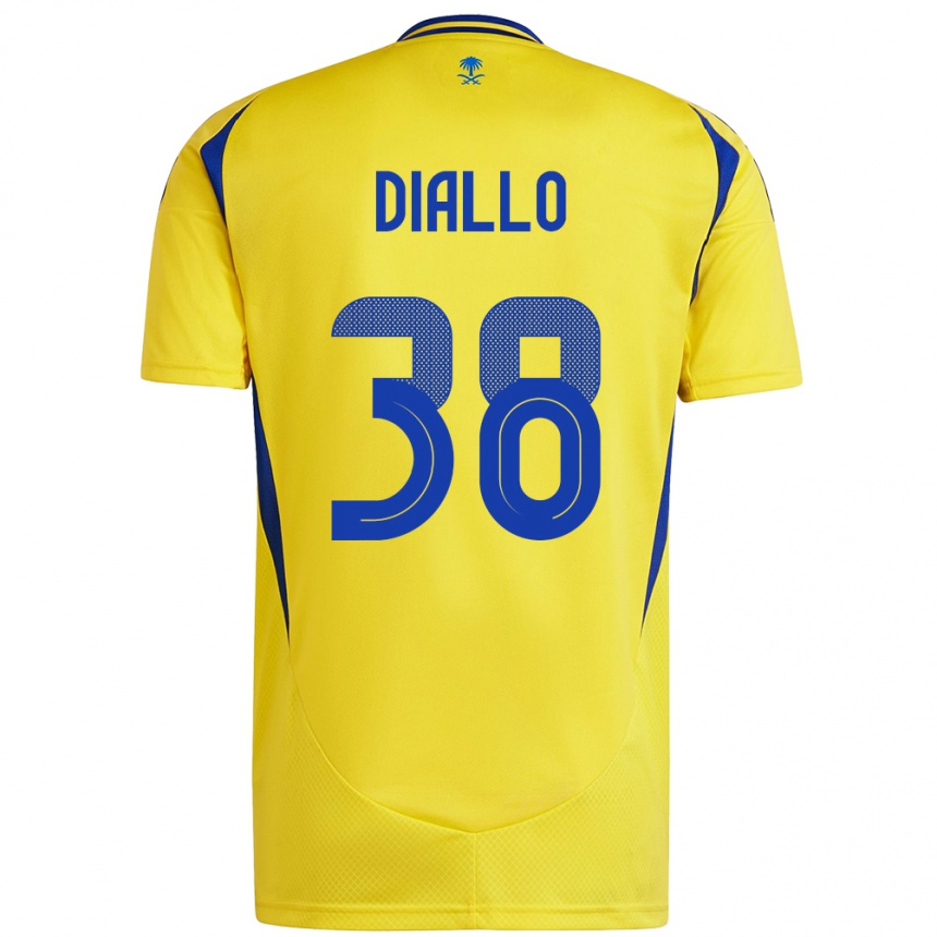 Kids Football Aminata Diallo #38 Yellow Blue Home Jersey 2024/25 T-Shirt Uk