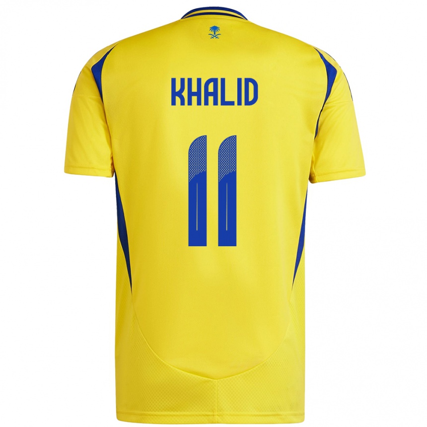 Kids Football Khalid Al-Ghannam #11 Yellow Blue Home Jersey 2024/25 T-Shirt Uk