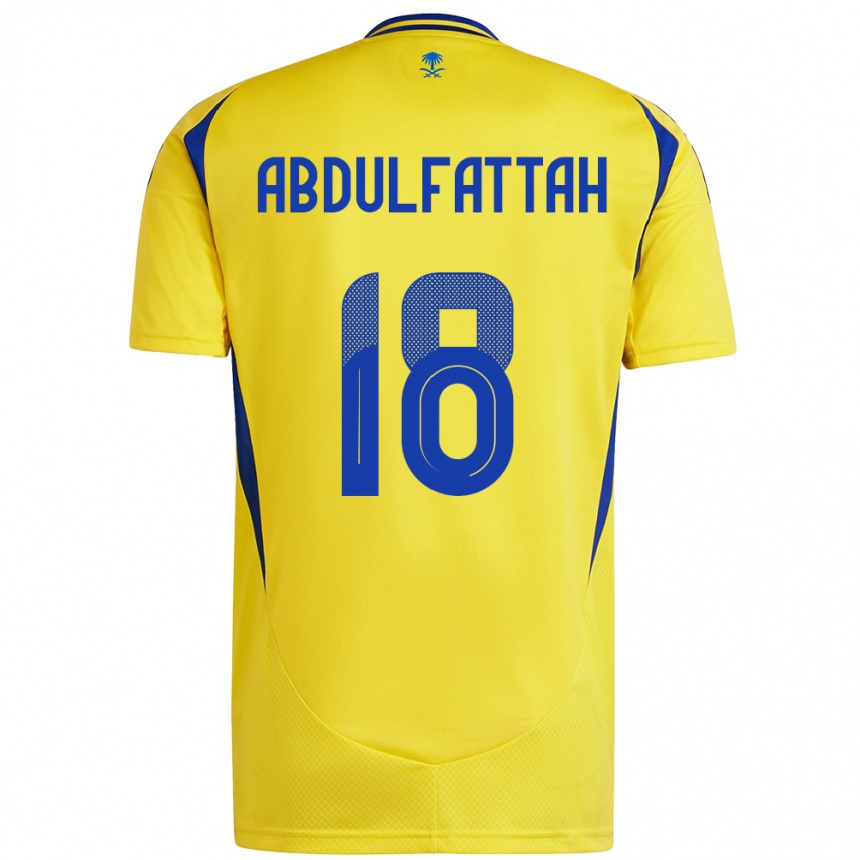 Kids Football Abdulfattah Adam #18 Yellow Blue Home Jersey 2024/25 T-Shirt Uk