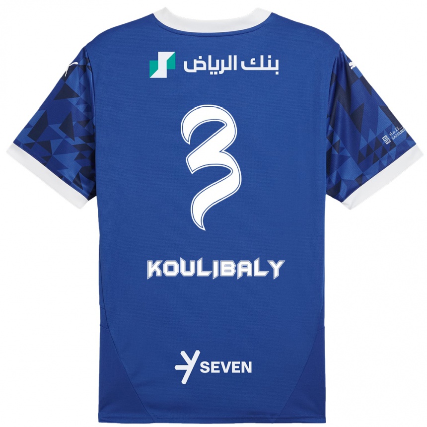 Kids Football Kalidou Koulibaly #3 Dark Blue White Home Jersey 2024/25 T-Shirt Uk