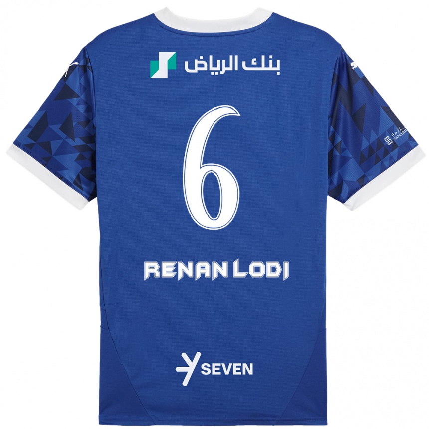 Kids Football Renan Lodi #6 Dark Blue White Home Jersey 2024/25 T-Shirt Uk