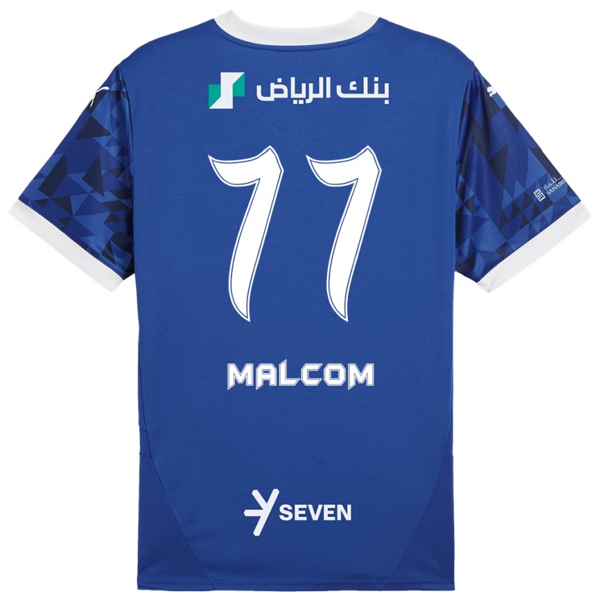 Kids Football Malcom #77 Dark Blue White Home Jersey 2024/25 T-Shirt Uk