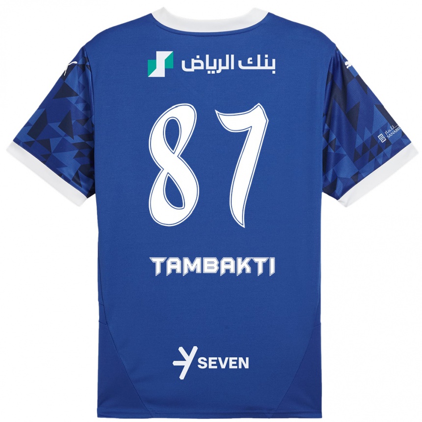 Kids Football Hassan Tambakti #87 Dark Blue White Home Jersey 2024/25 T-Shirt Uk