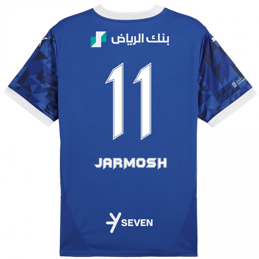 Kids Football Abdulaziz Jarmosh #11 Dark Blue White Home Jersey 2024/25 T-Shirt Uk