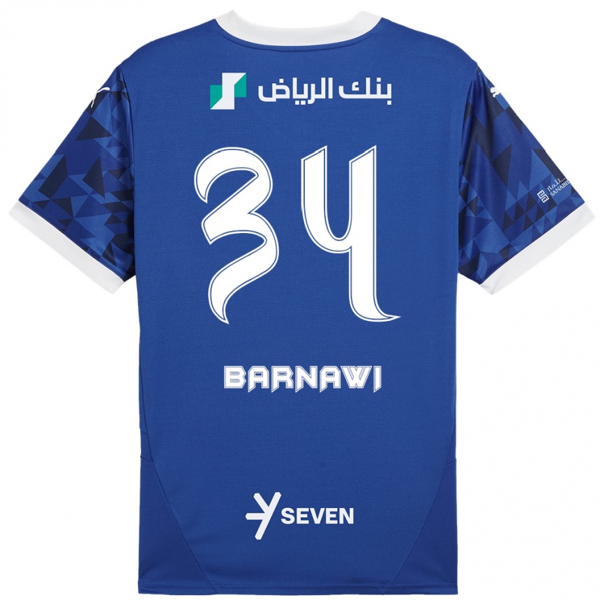 Kids Football Saleh Barnawi #34 Dark Blue White Home Jersey 2024/25 T-Shirt Uk