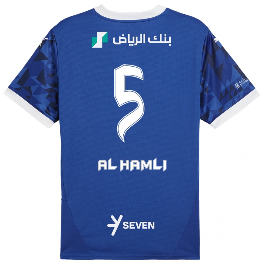 Kids Football Noura Al-Hamli #5 Dark Blue White Home Jersey 2024/25 T-Shirt Uk