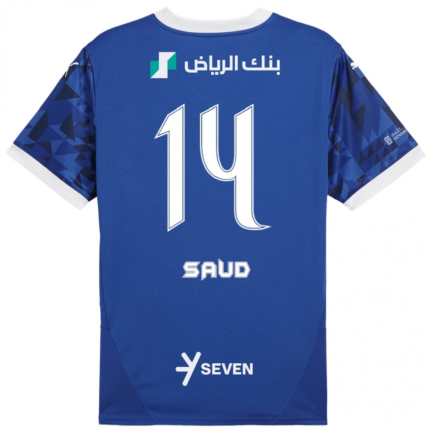 Kids Football Nouf Saud #14 Dark Blue White Home Jersey 2024/25 T-Shirt Uk