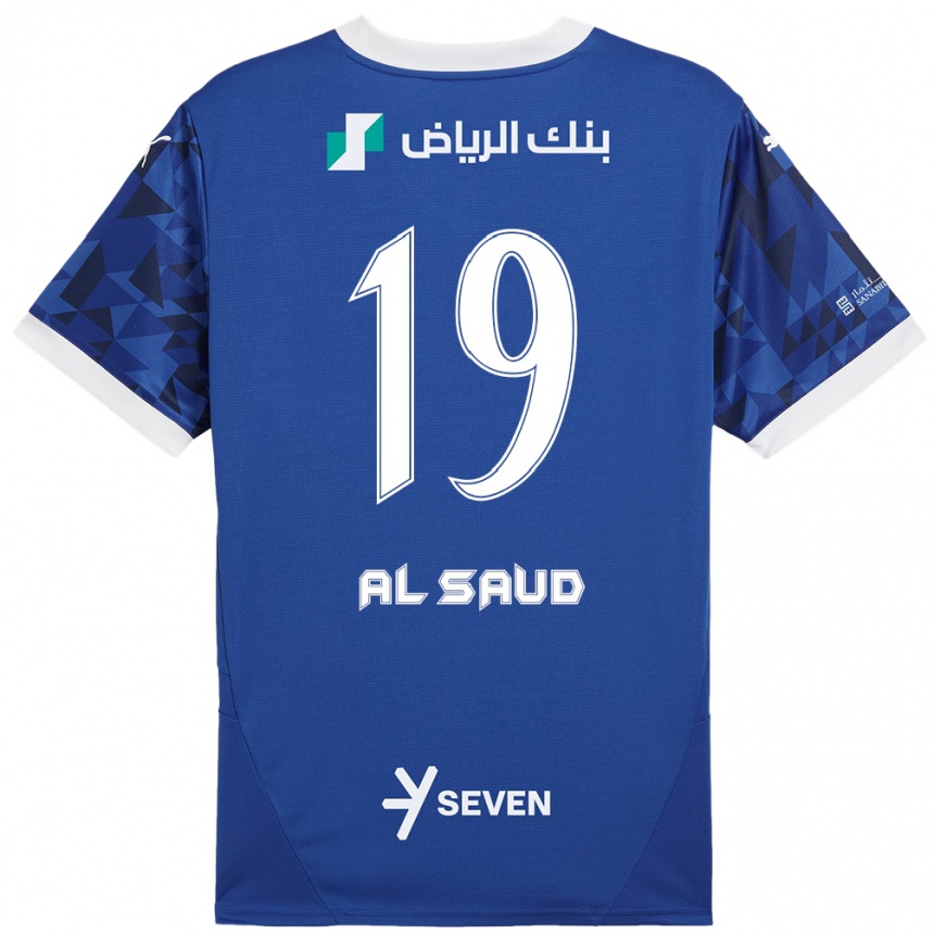 Kids Football Manal Al Saud #19 Dark Blue White Home Jersey 2024/25 T-Shirt Uk