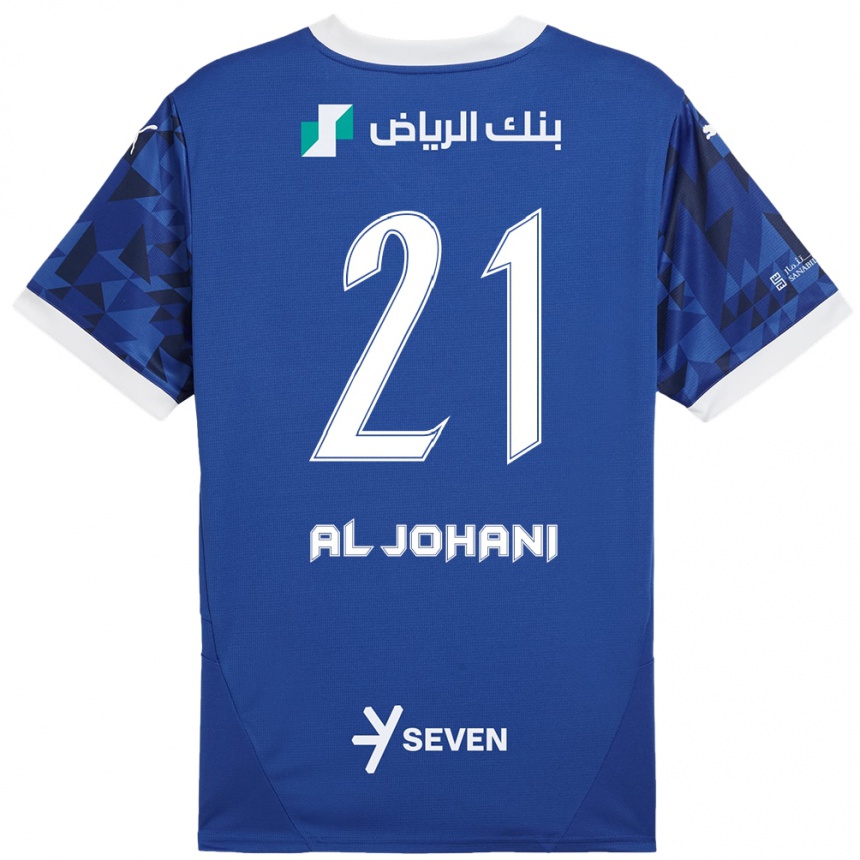 Kids Football Joury Al-Johani #21 Dark Blue White Home Jersey 2024/25 T-Shirt Uk