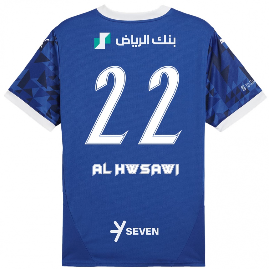 Kids Football Shorouq Al-Hwsawi #22 Dark Blue White Home Jersey 2024/25 T-Shirt Uk