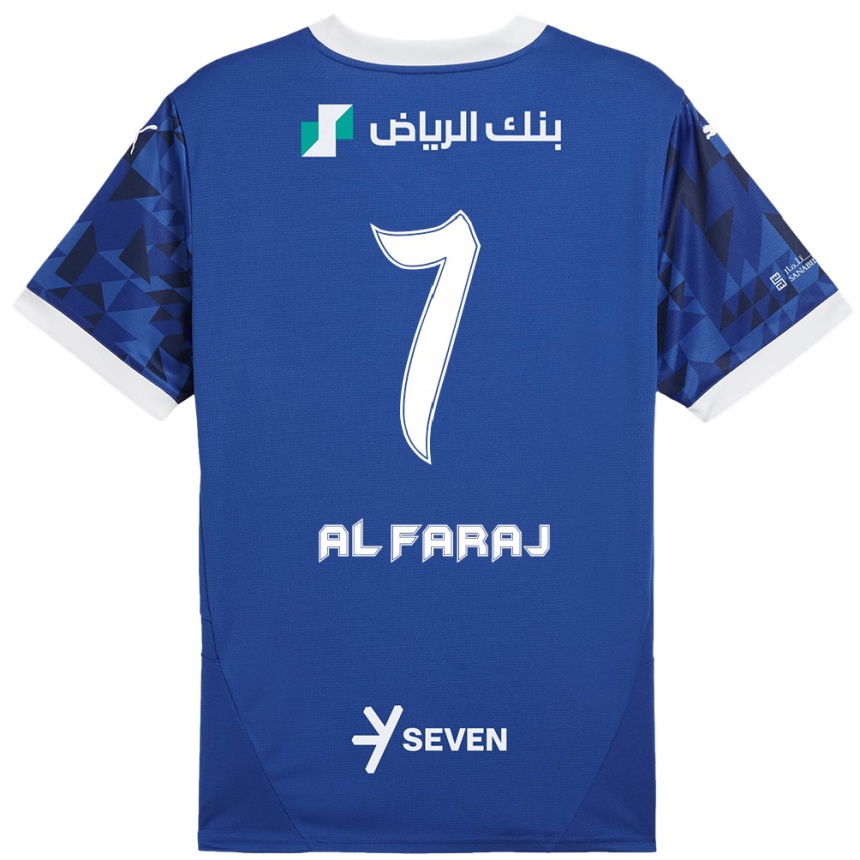 Kids Football Salman Al-Faraj #7 Dark Blue White Home Jersey 2024/25 T-Shirt Uk